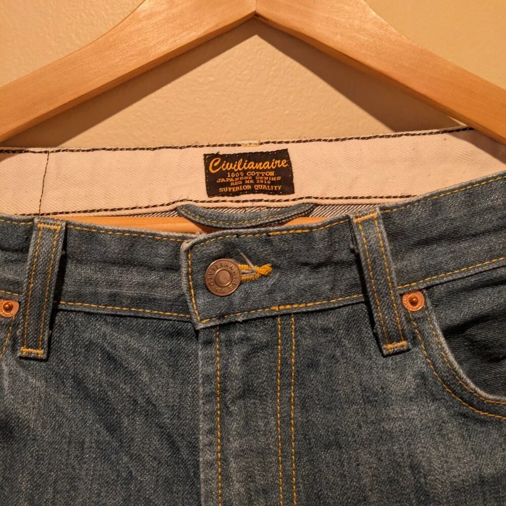 Civilianaire Gold Japanese Selvedge Denim Slim Jeans Size 32 Blue Dark Wash - Picture 7 of 14